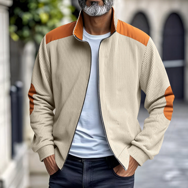 Retro Stand Collar Zipper Cardigan Casual Jacket For Men